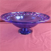 Cobalt Blue Glass Pedestal Bowl
