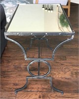 Mirror Top Side Table with Metal Base