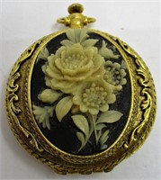 Rose Cameo Pocket Watch Compact