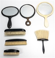 (4) VICTORIAN EBONY HAIR AND CLOTHES BRUSHES
