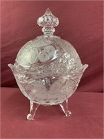 Footed crystal candy dish with lid