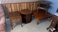 3 end tables and coffee table
