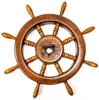 EARLY 20TH WOODEN SHIPS WHEEL