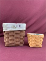 2 Longaberger baskets with plastic inserts