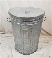 Vintage 20 Gal. Galvanized Steel Trash Can W/ Lid
