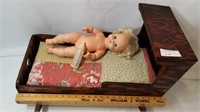 Wood Cradle w Mattel 1969 Doll