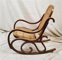Antique Bent Wood Cane Back Rocking Chair