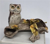 Barbra Kulhman 1983 Screeching owl on log