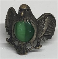 Eagle ring with green stone