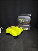 Ryobi 2ct 40v 6.0ah Batteries & Charger