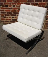 White leather Barcelona design chair