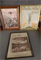Framed Sheet Music Idaho & Military WWI