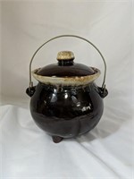 USA Brown Drip Bean Pot or Handled Covered Crock