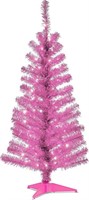 Pink Tinsel, White Lights, Includes Stand, 4 feet