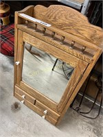 SOLID OAK MIRRORED CABINET W/ 3DRAWERS