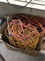 BOX OF ROPES, CHAINS & EXTENSION CORDS