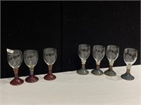 POTTERY BASE WINE GLASSES 7 TOTAL
