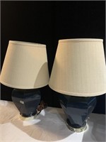 PAIR OF BLUE BASE LAMPS
