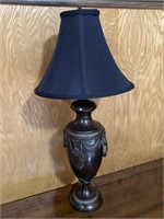 Bronze Neo Classical Lamp w/ Handles & Navy Shade