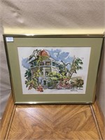 WATERCOLOR BY CECIL R JOHNSON, HOUSE & CARRIAGE