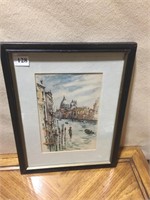 WATERCOLOR SIGNED JAN CORTHANS "CANAL GRANDE" 18