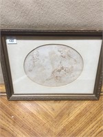 DRAWING LADY HOLDING BABY FRAMED & MATTED 11.5 H