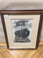 ENGRAVING HAND COLORED "STRATFORD CHURCH, AND