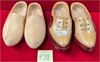 113 - 2 PAIR OF WOODEN SHOES (P38)