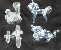 Glass Horse, Cow, Train & Plane Figurines - WE