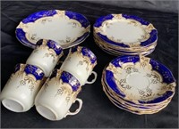Made in England, blue and gold China set - ZG
