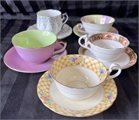 Aynsley, Leighton and more, teacups & saucers XD