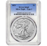 2021 American Silver Eagle Type 2 - PCGS MS69