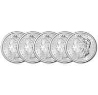Five (5) 1 oz. Golden State Mint Silver Round...