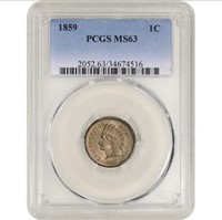 1859 US Indian Head Cent 1C - PCGS MS63