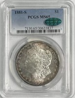 1881 S Morgan Silver Dollar CAC PCGS MS65