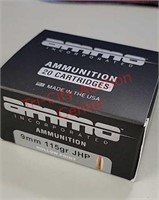 Ammo Inc 20 rds 9mm jacketed hollow point ammo