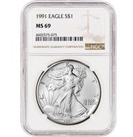 1991 American Silver Eagle - NGC MS69