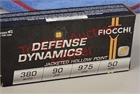 Fiocchi 380 JHP 50 rds personal defense ammo