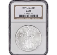 1994 American Silver Eagle - NGC MS69