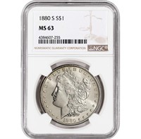 1880-S US Morgan Silver Dollar $1 - NGC MS63