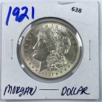 1921 Morgan Silver Dollar, Hi Grade Uncirculated