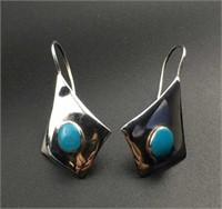 925 Silver And Turquoise Dangle Earrings