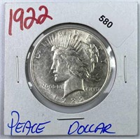 1922 Peace Silver Dollar, Hi Grade Uncirculated
