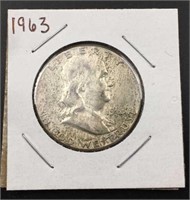 1963 Franklin Silver Half Dollar XF+