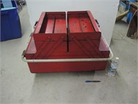 LARGE RED FACOM METAL TOOLBOX ON WHEELS