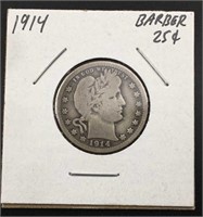 1914 Barber Silver Quarter, F