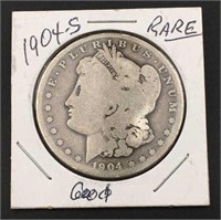 1904-S Morgan Silver Dollar, U.S. $1 Coin, Scarce