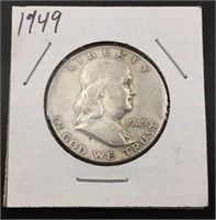 1949 Franklin Silver Half Dollar, U.S. 50c Coin