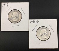 1939-P,D Washington Silver Quarters, U.S. 25c