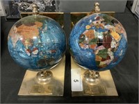 Chevron Brass Enamel Globe Bookends.